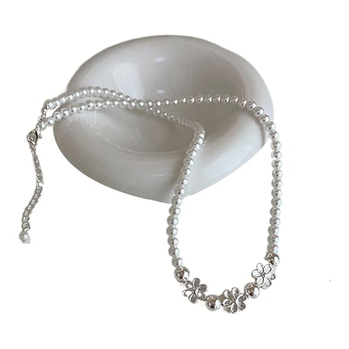 Saddgo Elegante, handgefertigte Halskette aus Legierung mit Blumen, modische Blumenkette, Verzierung, auffällige Perlen-Halskette von Saddgo