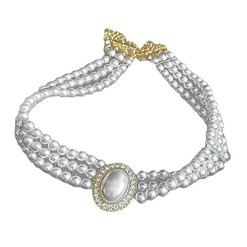 Saddgo Elegante Vintage-Perlen-Halskette für Damen und Mädchen, 3-lagige Perlen-Halskette, modische Halsbekleidung, Schmuck, Party-Geschenk von Saddgo