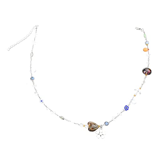 Saddgo Halskette mit Blumen-Anhänger aus Acryl, Kristallklasse, Kiesperlen, Halskette für Damen, cooler Choker-Schmuck, exquisiter Choker von Saddgo