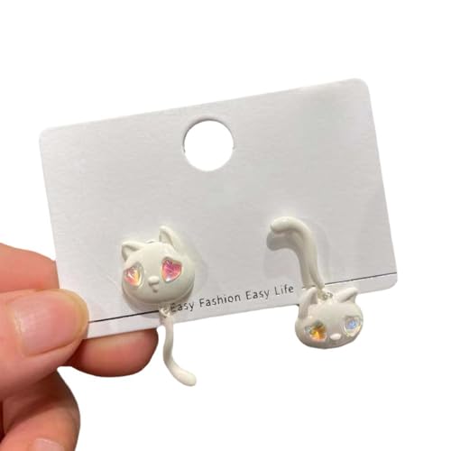 Saddgo Harajuku Accessories Cartoon-Kätzchen-Ohrringe, asymmetrisch, Katzen-Ohrring, trendiger Tier-Ohrringe, Schmuck für Damen und Mädchen von Saddgo