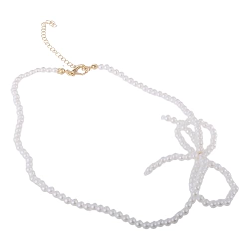 Saddgo Stilvolle Halskette mit Schleife, einzigartiger Halsschmuck, Kunstperlen, Perlen, Halskette, moderner Anhänger, Halskette, Geschenk für Frauen und Mädchen von Saddgo