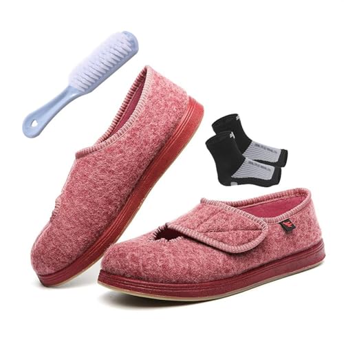 Damen-Schuhe Mit Breiter Weite Für Ältere Menschen, Frauen, Die Atmungsaktive, Verstellbare, rutschfeste Diabetikerschuhe Erweitern, Modische Ödemschuhe Für Geschwollene Füße (Color : Pink, Size : 4 von SadiTy