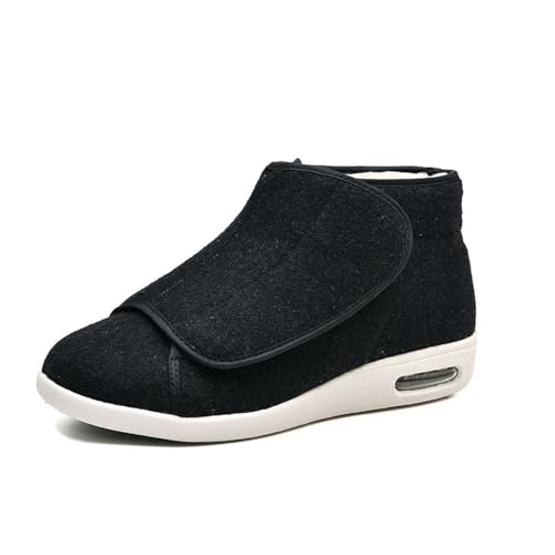 Diabetikerschuhe Für Männer, Herren Winter Bequem Warm Warmes Plüsch Fleece Verstellbarer Diabetischer Orthopädischer Schuh, Breite Wanderschuhe, Für Ältere Arthritisödem (Color : Black, Size : 52 E von SadiTy