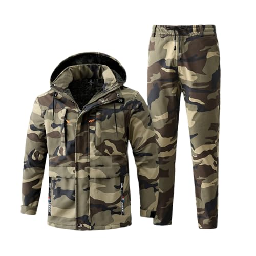 Winter Winddichte Wasserdichte Atmungsaktive Skianzüge, Herren Camouflage Skianzüge Jacke Schneehose Set, Isolierte Snowboard-Schneeanzüge, Für Liebhaber Von Outdoor-Freizeit (Color : A, Size : L) von SadiTy