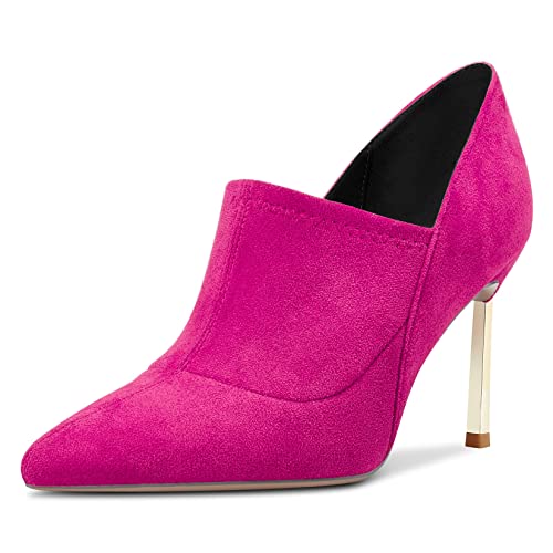 Saekcted Damen Stiletto Hoher High Absatz Heel Spitze Zehenkappe Pumps Slip-on Hochzeit Cute 8.5 cm Heels Magenta Rot A 39 EU von Saekcted