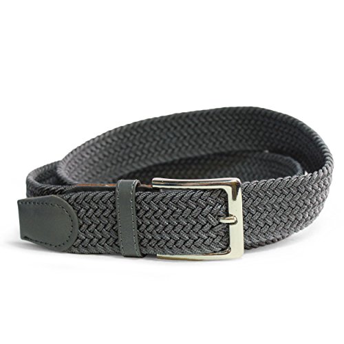 Komfortabel Elastische Geflochtener Stretch Gürtel - Stretchbelt - Stoffgürtel - Gürtel Flecht - Damen und Herren (90 B.W. = Gesamtlänge 105 Cm., Grau) von Safekeepers