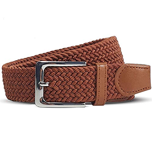 Komfortabel Elastische Geflochtener Stretch Gürtel - Stretchbelt - Stoffgürtel - Gürtel Flecht - Damen und Herren (100 B.W. = Gesamtlänge 115 Cm., Cognac/L. Braun) von Safekeepers