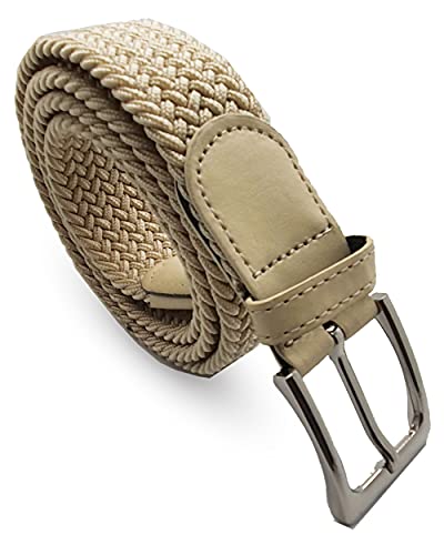 Komfortabel Elastische Geflochtener Stretch Gürtel - Stretchbelt - Stoffgürtel - Gürtel Flecht - Damen und Herren (100 B.W. = Gesamtlänge 115 Cm., Beige) von Safekeepers