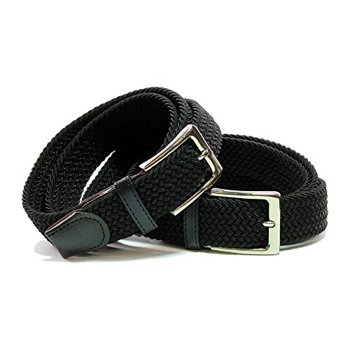 Komfortabel Elastische Geflochtener Stretch Gürtel - Stretchbelt - Stoffgürtel - Gürtel Flecht - Damen und Herren (115 B.W. = Gesamtlänge 130 Cm., 2 Pack Schwarz) von Safekeepers