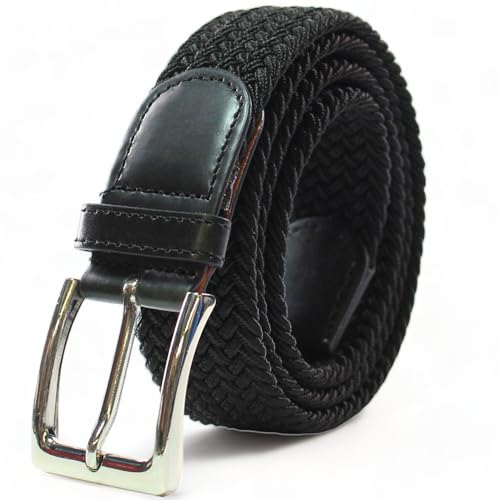 Komfortabel Elastische Geflochtener Stretch Gürtel - Stretchbelt - Stoffgürtel - Gürtel Flecht - Damen und Herren (115 B.W. = Gesamtlänge 130 Cm., Schwarz) von Safekeepers