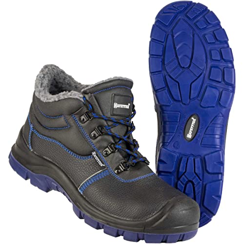 Safetytex Thermo Arbeitsschuhe S3 - Winterschnürstiefel gefüttert - Arbeitsschuhe mit Stahlkappe und Stahlzwischensohle - Sicherheitsschuhe schwarz, blau abgesetzt - Größe 36 von Safetytex