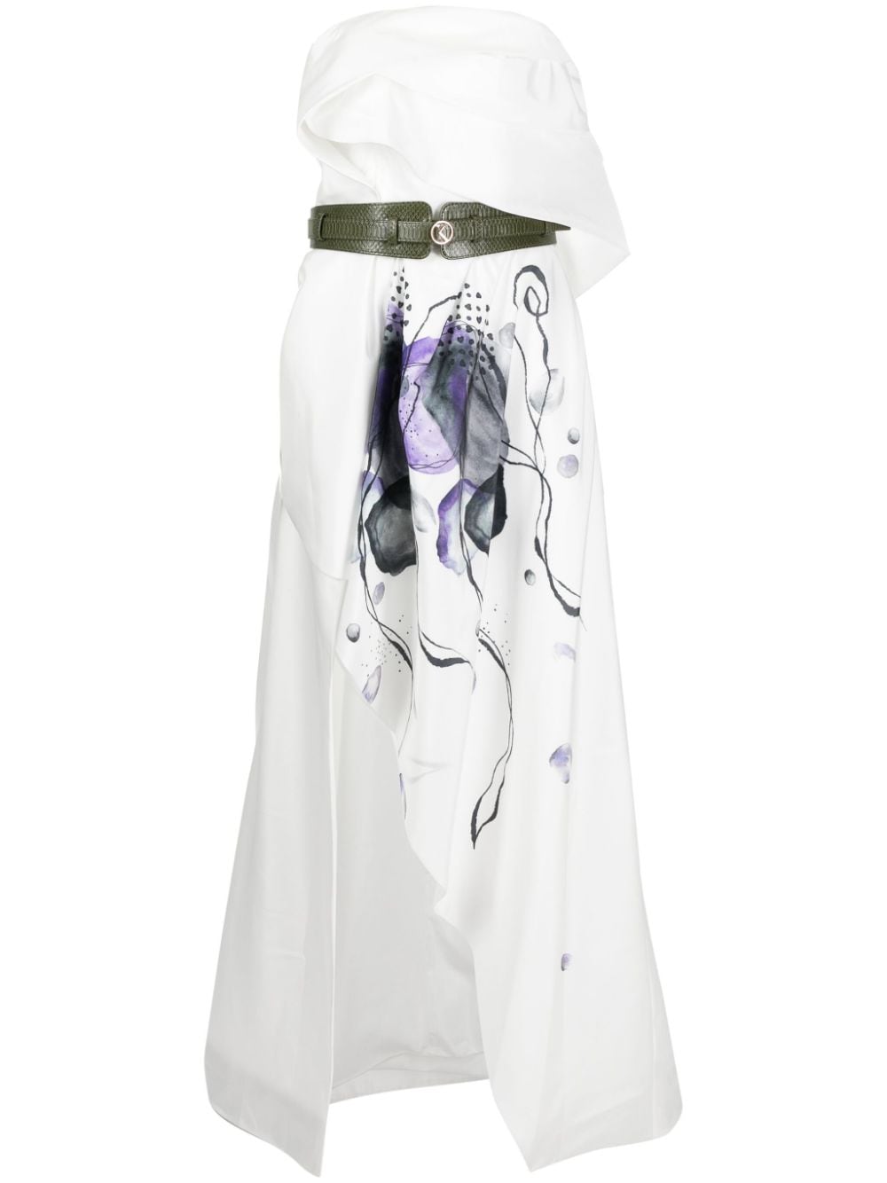 Saiid Kobeisy Asymmetrisches Taftkleid mit abstraktem Print - Weiß von Saiid Kobeisy