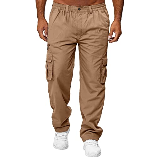 Cargohose Herren Baggy Freizeithose Herren Mit Seitentaschen Hosen Herren Relaxed Fit Wanderhose Herren Braun Outdoor Hosen Herren Jogginghose Mit Knopfleiste Cargohose Herren Weites Bein 01# von Saingace