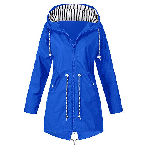 Damen Lang Sale Sommer Übergang Wasserdicht Atmungsaktiv Mit Kapuze Lang Gr.48 50 Regenmantel Übergangsjacke Wind Jacke Outdoorjacke Windjacke Regenponcho Regenjacke Windbreaker von Saingace