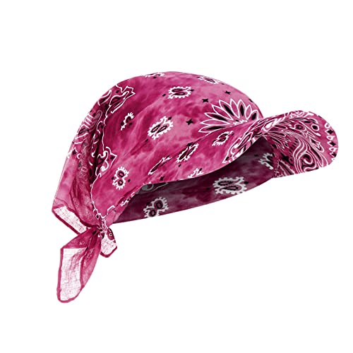 Damen Visor Bandana mit Schirm Haarband Baumwolle Beanie Kopftuch Schal Hüte Sonnenhut Tennis Baseball-Mütze Turban Kopfbedeckung Headwear Kop Wraps Sonnenblende Kappe (Heißes Rosa, Einheitsgröße) von Saingace