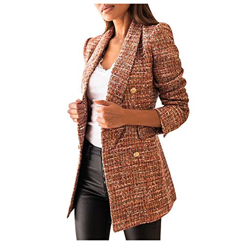 Damenblazer Elegante Damen-Anzugmäntel Damen-Jacke mit Langen Ärmeln bedruckter Tasche Einreihiger Slim-Fit-Blazer mittlere Länge Business-Casual-Büro-Anzugjacken von Saingace