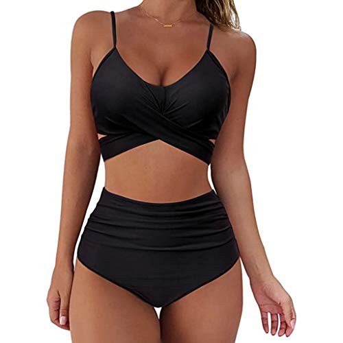 Saingace Damen Wickel Push Up Bikini Oberteil Bauchweg High Waist Bikini Set Bademode von Saingace