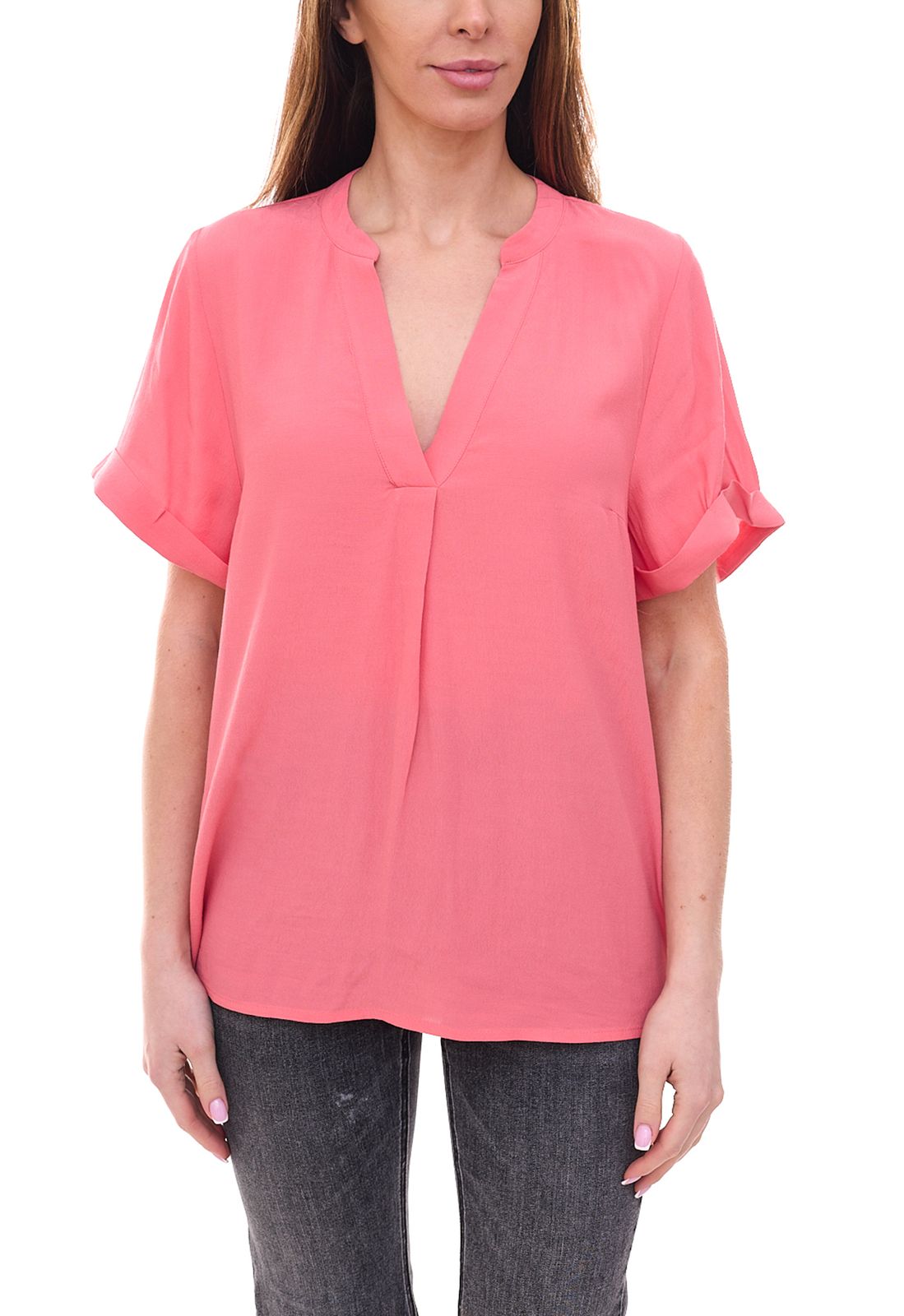 Saint Tropez AgnesSZ Damen Blusentop nachhaltiges Blusen-Shirt mit tiefem Ausschnitt 54484068 Rosa von Saint Tropez