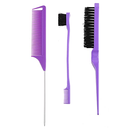 3-teiliges Haarbürsten-Set, Haarstyling-Kamm inklusive Seitenkantenbürste und Schwanzkamm und Teasing-Kamm für Damen, 3-teiliges Haarstyling-Kamm-Set, Nylon, für Frauen und Mädchen von Saiyana