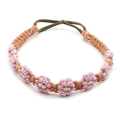 Bohemian-Blumen-Stirnband für Damen, Vintage-Stil, ethnisches Baumwollseil, Haar-Accessoire, handgefertigter gestrickter Kopfschmuck, Party-Haar-Accessoire von Saiyana