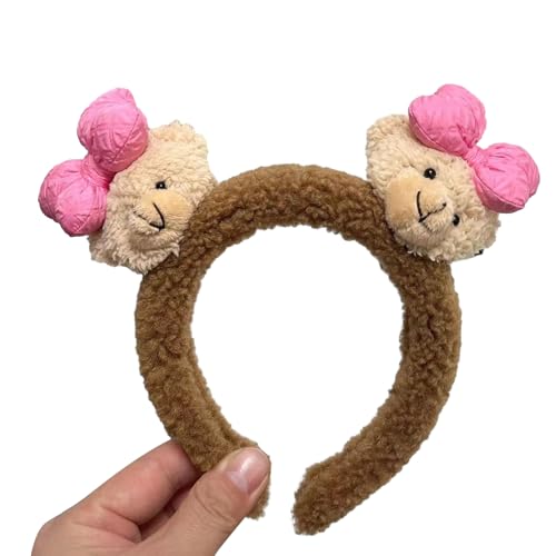 Damen Make Up Hairhoop Cartoon Plüsch Bär Haarband Pelziger Kopfreif Kostüm Kopfschmuck Erwachsene Mädchen Gesicht Waschen Stirnband Elegant Haarschmuck von Saiyana