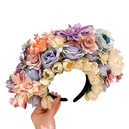 Doppelseitiges Blumen-Stirnband, Mexika-Rose, Blumen-Haarband, modisch, für Damen, Braut, Haarschmuck, Strand, Damen, Party, Kopfbedeckung von Saiyana