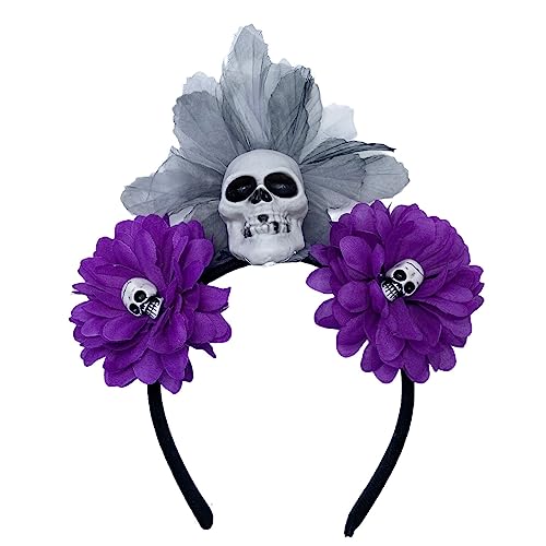 Elegante Kunstblumen-Haarbänder, Totenkopf-Haarreifen, Halloween-Haarbänder für Frauen und Mädchen, Hochzeitsfeier, bunte Blume für Hochzeit, Mädchen, Blume für Mädchen, Fotoblume von Saiyana