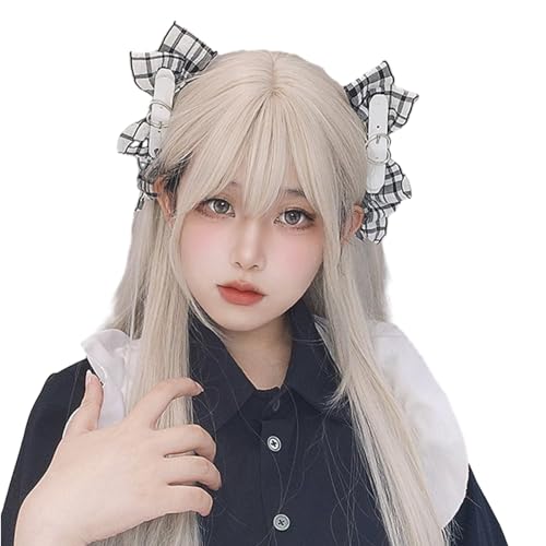 Harajuku Haarnadel mit Schleife, Gittermuster für Damen und Kinder, Gothic-Charm-Haarspange, Ästhetik, Haar-Accessoires, Haarnadel für Damen, Haar-Accessoires, Haarnadel für tägliche Frisuren, von Saiyana