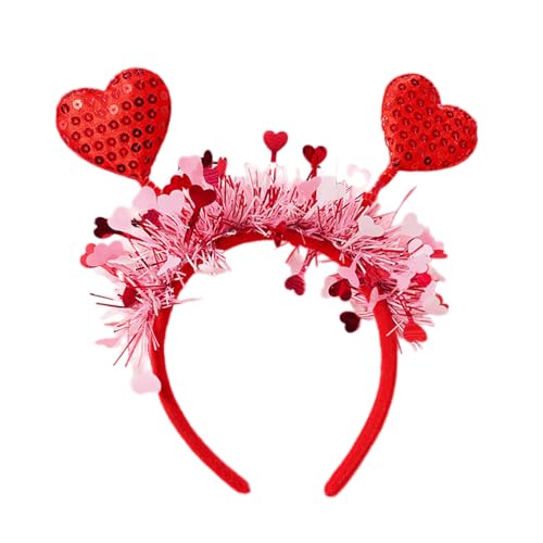 Herz-Stirnband für Damen und Mädchen, Haarband für Bankett, Haarreif, Glitzer, Lametta, Dekor, Haarband für Valentinstag, Valentinstag, Stirnbänder für Damen, Valentinstag, Herz-Valentinstag von Saiyana