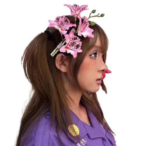 Japonismus Lilien, Brautblumen, Seitenclip, Haarspange, Prinzessin, süße Mädchen, Pony, Lilien, Lilien, mehrfarbig, Blumen-Haarnadeln, Haar für Frauen von Saiyana