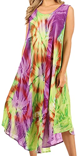 Sakkas 00831- Sternlicht-Kaftan-Behälter-Kleid/vertuschen-grün/lila-One Size von Sakkas