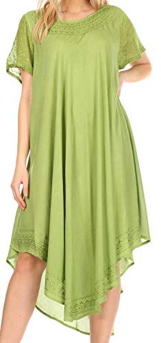 Sakkas 00931 Everyday Essentials Cap Sleeve Kaftan Kleid/Cover Up - Lime Green - Eine Größe von Sakkas