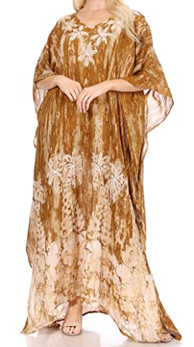 Sakkas 1902 - Tacy Damen Casual Boho Sommer Maxikleid Caftan Kaftan Vertuschung LougeWear - 11-ArmyGreen - OS von Sakkas