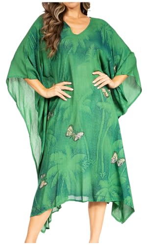 Sakkas 2027 - Clementine Third Damen Tie Dye Kaftan Kleid/Cover Up Strand Kaftan Sommer - 42-Grün - OS von Sakkas