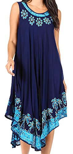 Sakkas 40SE Sundari Kaftan-Behälter-Kleid/Cover Up - Navy/Türkis - One Size von Sakkas