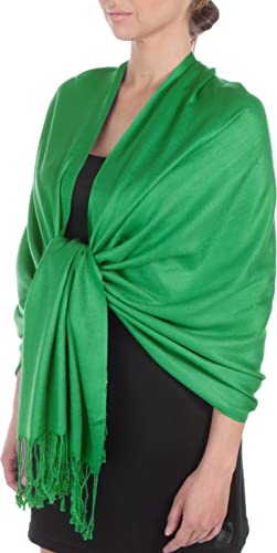 Sakkas Silky Feste weiche Pashmina Schal Wrap Stole - Bright Green von Sakkas