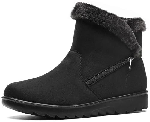 Vunavueya Damen Winterstiefel Warm gefütterte Winterschuhe Schneestiefel Winter Schlupfstiefel Kurzschaft Stiefel Boots Schuhe Schwarz -A 36 EU/235CN von Vunavueya