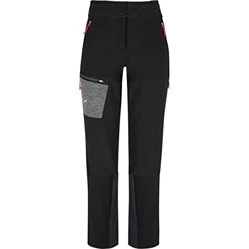 Salewa W Comici Pant Schwarz - Alpine winddichte Damen AlpineWool Softshellhose, Größe 38 - Farbe Black Out von Salewa