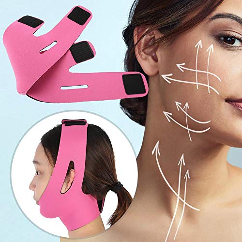 V-Linie Maske, Face Lifting Maske, Gesichtsmasken, Wiederverwendbarer Facial Slimming Strap, Schmerzfreier Gesichtslifting-Verband für Frauen Hautlifting Straffendes Anti-Aging (Rose) von ZJchao