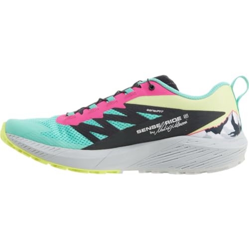 Salomon Herren Sense Ride 5 Wanderschuh, Biscay Green/Phantom/Pink Glo, 45 EU von Salomon