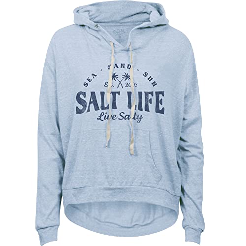 Salt Life Damen Sea N Sun Kapuzenpullover mit Langen Ärmeln, Klassische Passform Kapuzen-Sweatshirt, Blau (Blue Fog), Large von Salt Life