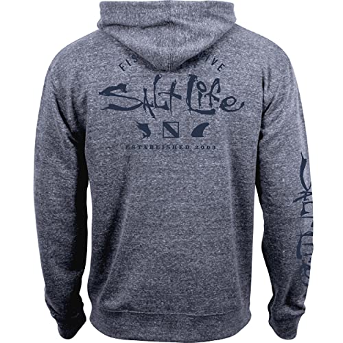 Salt Life Herren Dry Dock Zip Hoodie Kapuzenpullover mit Reißverschluss vorne, Denim Snow Heather, XX-Large von Salt Life