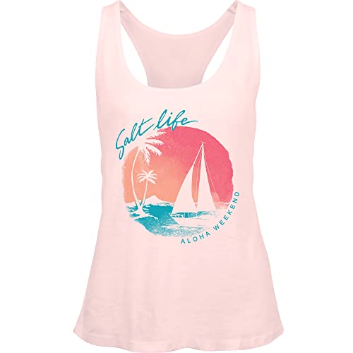 Salt Life Damen Sailboat Island Racerback Tank Tanktop, Rosa Perle, Medium von Salt Life