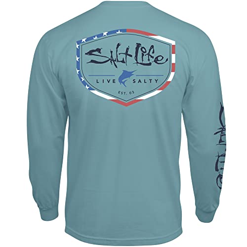 Salt Life Herren Amerishield Langarm klassischer Passform T-Shirt, Seegrün, Large von Salt Life