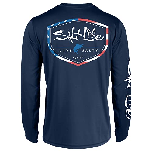 Salt Life Herren Stehendes Langarm-T Passform Performance Shirt, Verwaschenes Marineblau, XX-Large von Salt Life