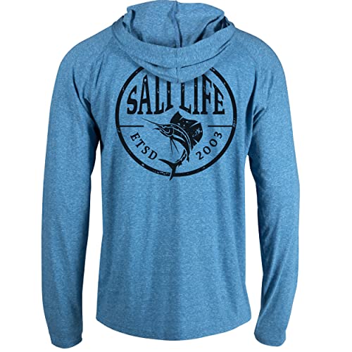 Salt Life Herren Sailfish Stamp Langarm-Kapuzenpullover mit klassischer Passform Kapuzen-Sweatshirt, Atlantic Blue, XX-Large von Salt Life