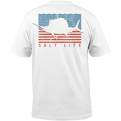 Salt Life Herren Sailin Flag, kurzärmelig, Bequeme Passform T-Shirt, Weiß, Large von Salt Life