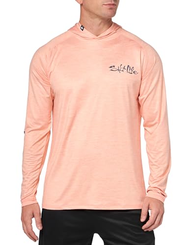 Salt Life Herren Salty State Performance Leichter Kapuzenpullover Hemd, Papaya, Medium von Salt Life