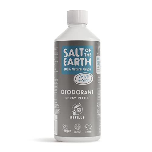Salt Of The Earth Natürliches Deospray Nachfüllpack für Männer, Pure Armour Vetiver & Zitrus - Vegan, Langanhaltender Schutz, 500 ml von Salt Of the Earth