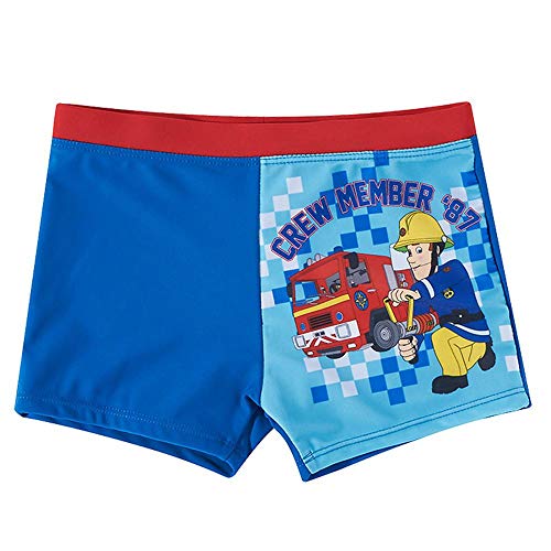 Kinder Badehose | Feuerwehrmann Sam | Größe 104-140 | Badeshorts | Badeboxer, Größe:110, Farbe:Blau von Fireman Sam